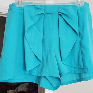 L'Amour High Waisted Teal Bow-Tie Shorts